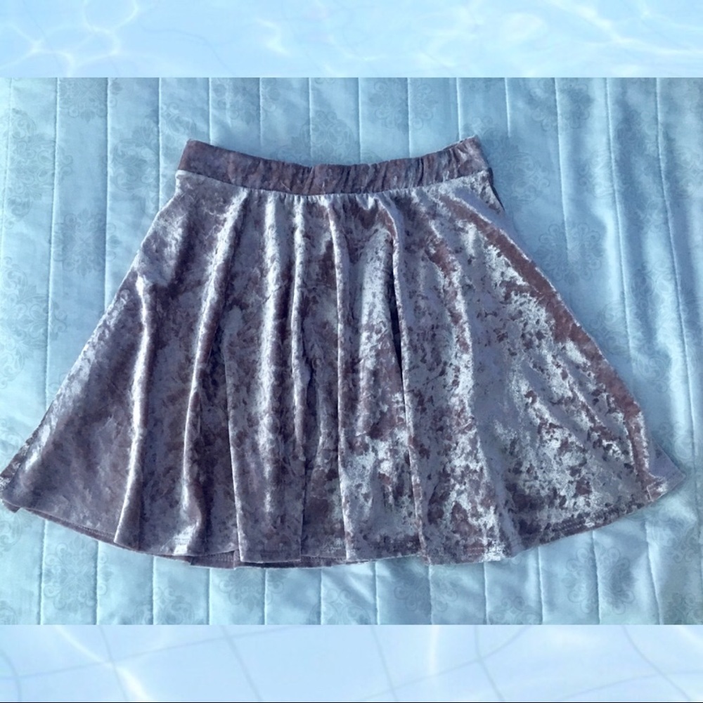 Pink velvet skater skirt